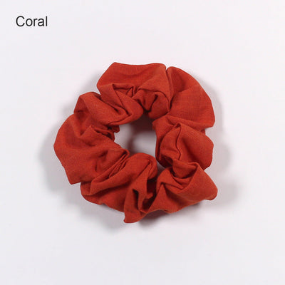 Plain Linen Scrunchies (set of 3) #colour_coral