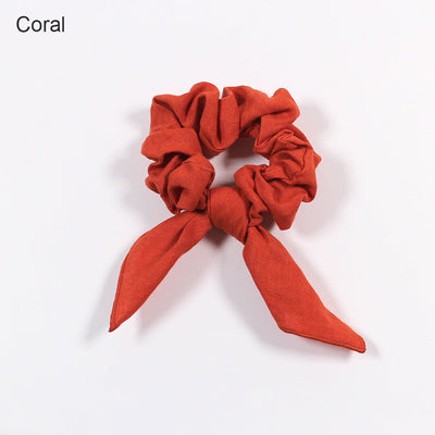 Bow Tie Linen Scrunchies #colour_coral
