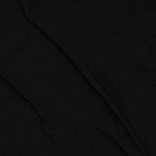 Frayed Ruffles Linen Duvet Cover colour_jet-black