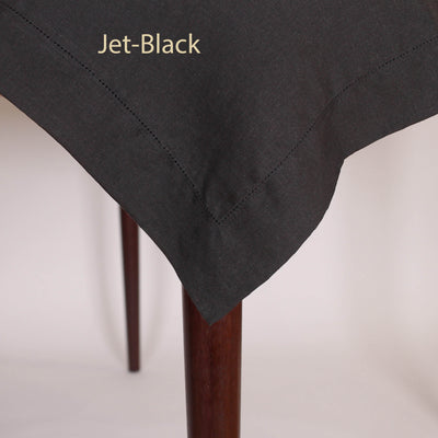 Heimstitched Rect Linen Tablecloth #colour_jet-black
