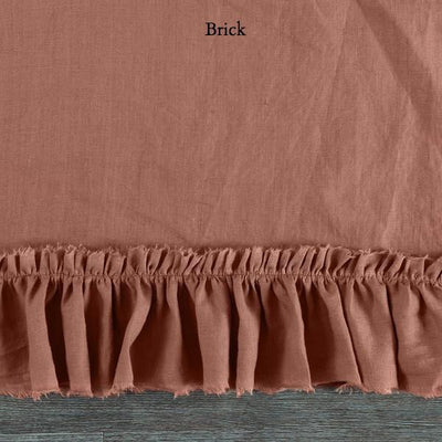 Frayed Ruffles Linen Duvet Cover #colour_brick