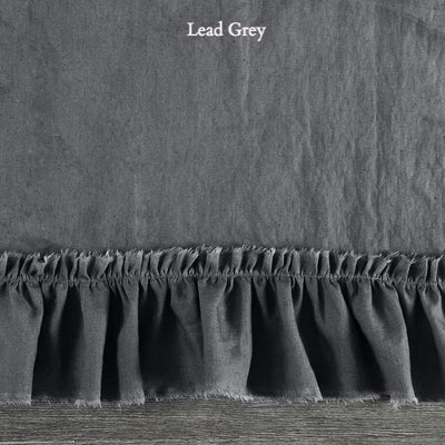 Frayed Ruffles Linen Duvet Cover #colour_lead-grey