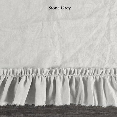 Frayed Ruffles Linen Duvet Cover #colour_stone-grey