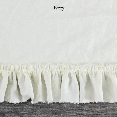 Frayed Ruffles Linen Duvet Cover #colour_ivory
