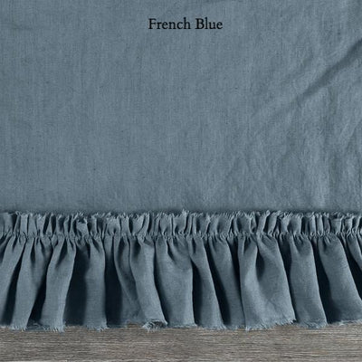 Frayed Ruffles Linen Duvet Cover #colour_french-blue