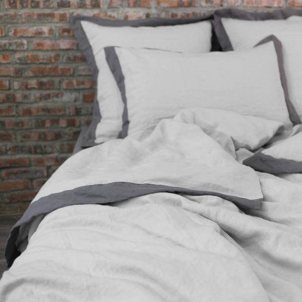 French color Border Duvet Cover Stone Grey-Lead Grey 01