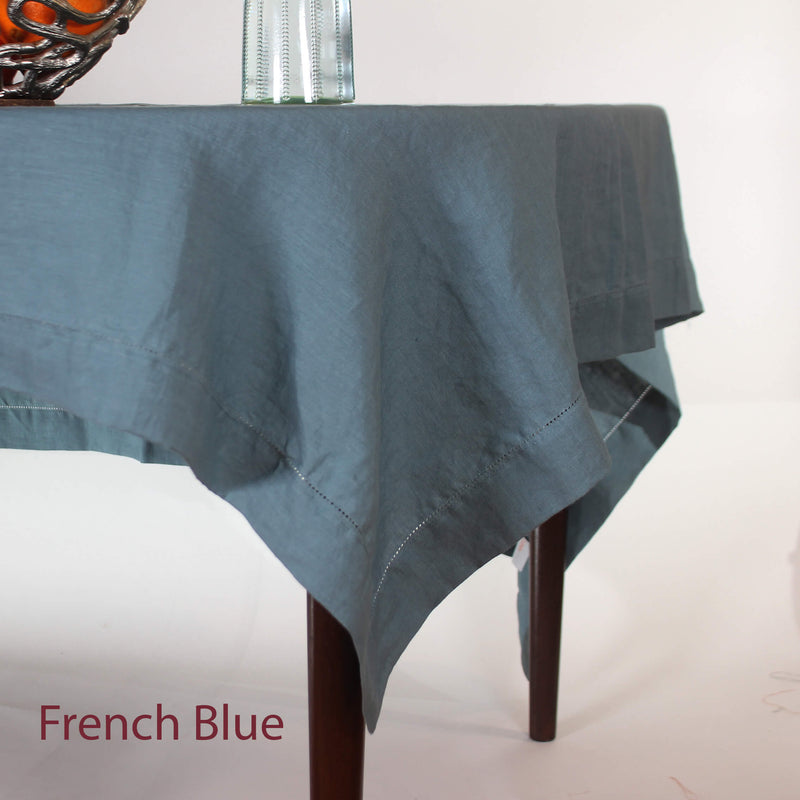 Hemstitched Round Linen Tablecloth 