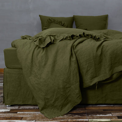Linen Duvet Cover #colour_green-olive