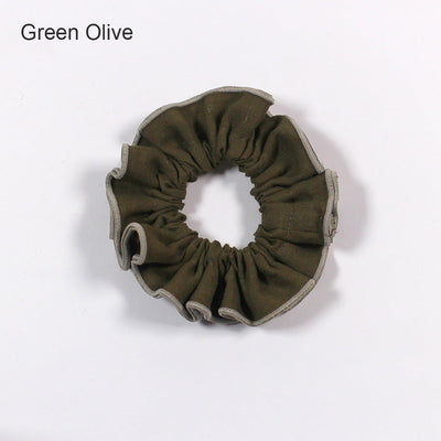 Bourdon Linen Scrunchies #colour_green-olive