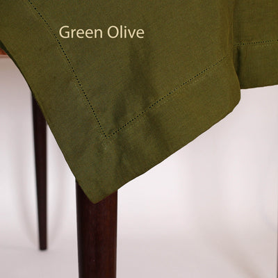 Heimstitched Rect Linen Tablecloth #colour_green-olive