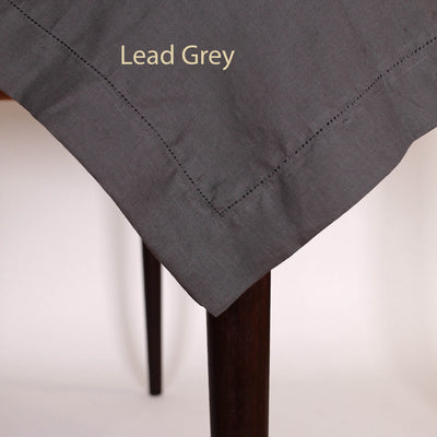 Heimstitched Rect Linen Tablecloth #colour_lead-grey