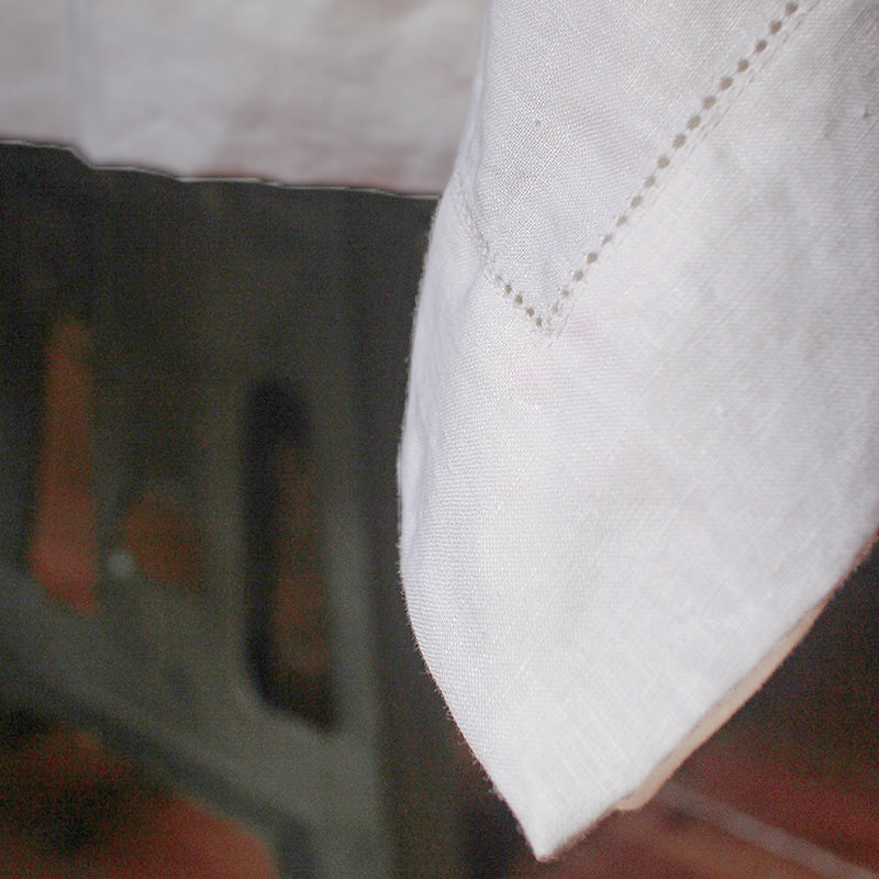Hemstitched Circular Linen Tablecloth 