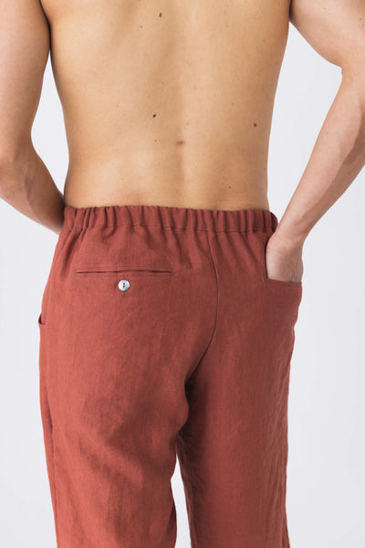 Linen Men's Casual Trousers back pockets