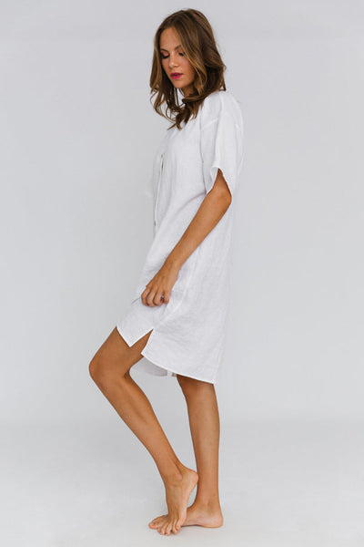Buttoned Washed Night Dress #colour_optic-white
