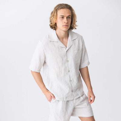 “Emanuel” short-sleeved linen pajama jacket