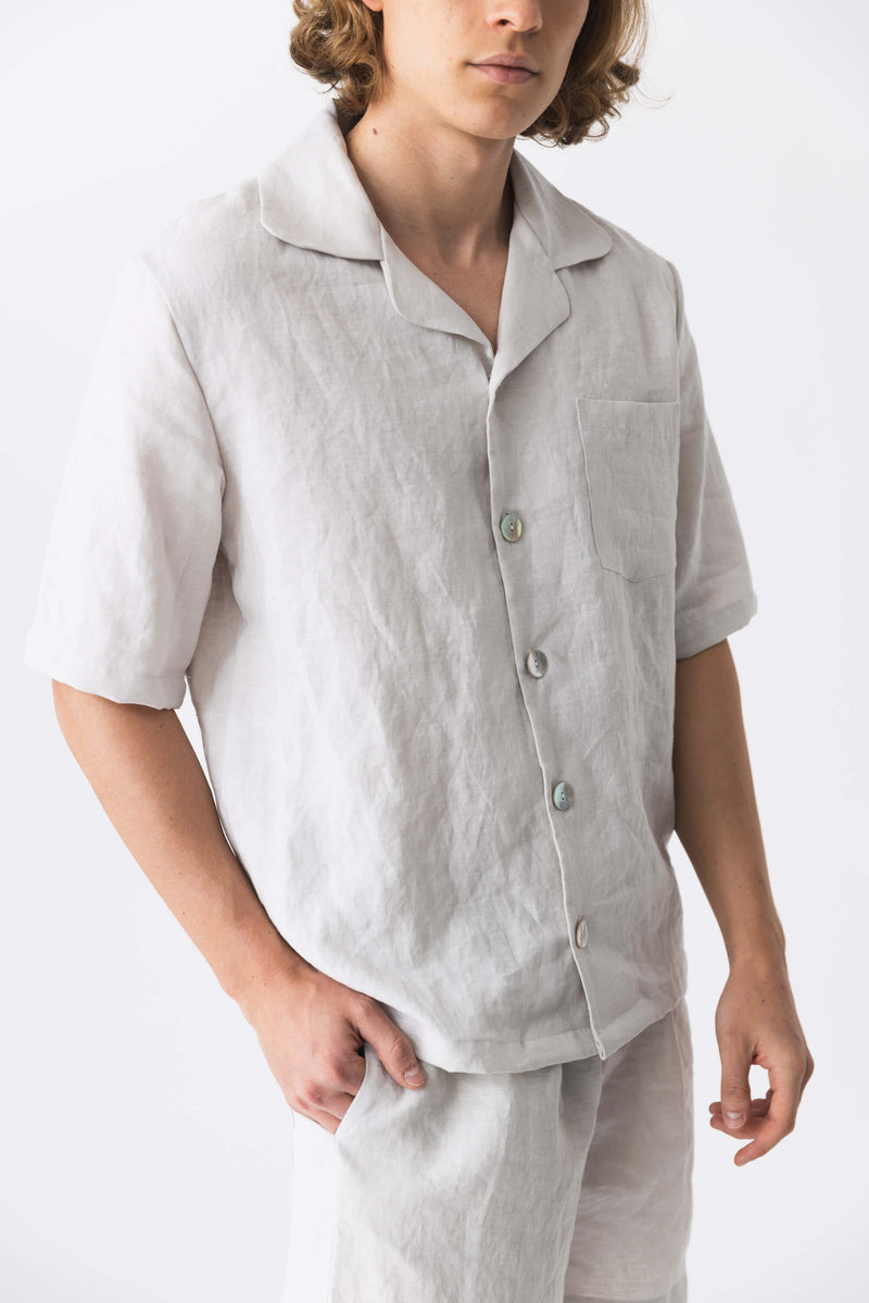 Short-sleeved linen pajama jacket 