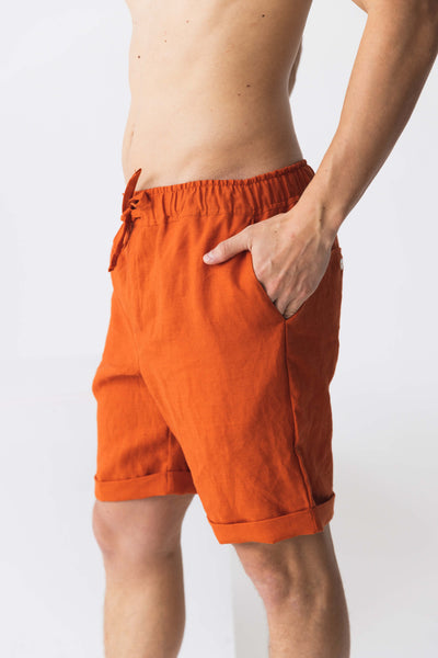  Casual shorts in soft linen “Rafael” #colour_coral