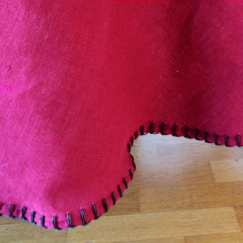 Closeup Blanket stitch linen tablecloth  - Linenshed