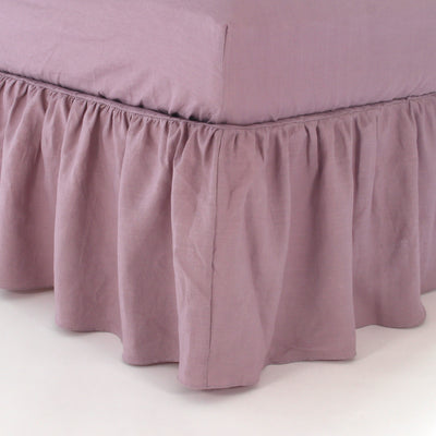 Gathered Washed Linen Dust Ruffle #colour_lilac
