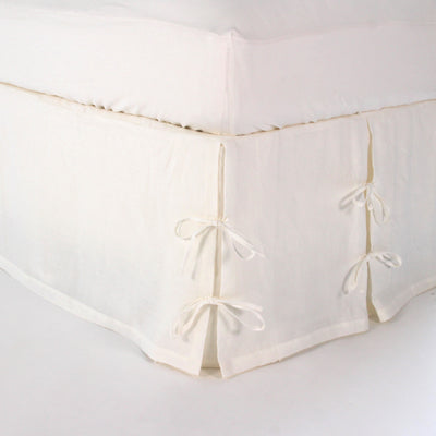 Linen Knotted Bed Skirt #colour_ivory