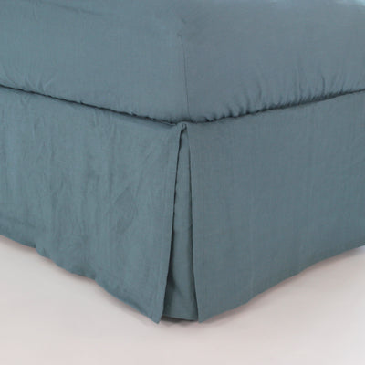 Split-Corner Linen Bed Skirt #colour_french-blue