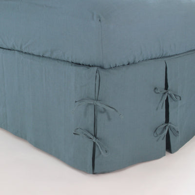 Linen Knotted Bed Skirt #colour_french-blue