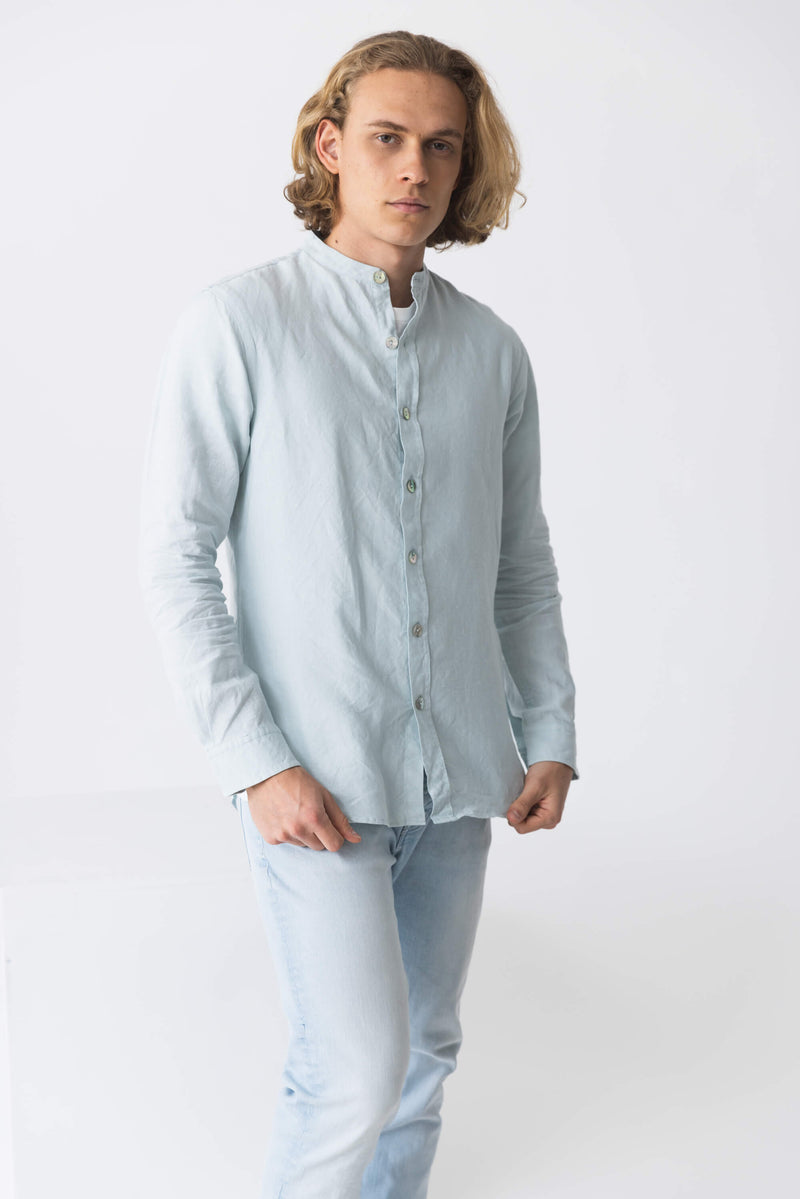 “Natanael” mao collar washed linen shirt