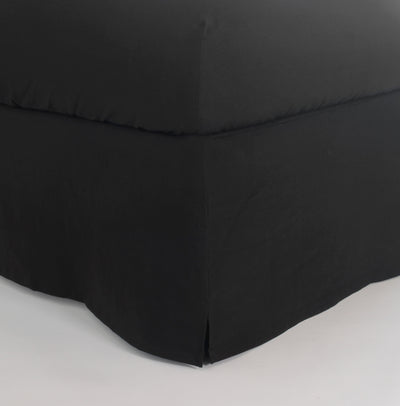 Linen Slit Corners Bed Skirt #colour_jet-black