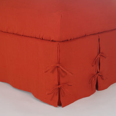 Linen Knotted Bed Skirt #colour_coral