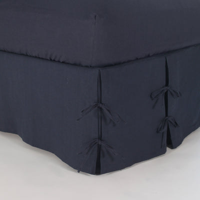 Linen Knotted Bed Skirt #colour_night-blue