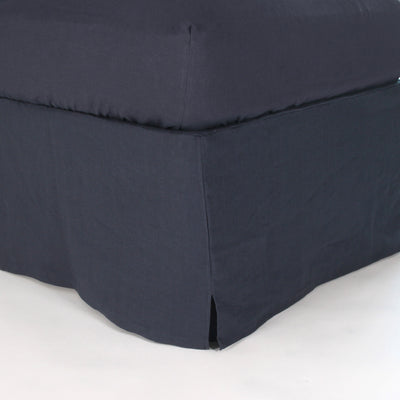 Linen Slit Corners Bed Skirt #colour_night-blue