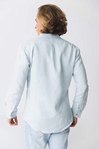 Mao linen shirt “Natanael” #colour_icy-blue