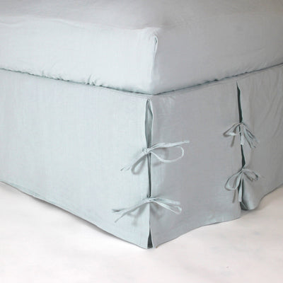 Linen Knotted Bed Skirt #colour_icy-blue