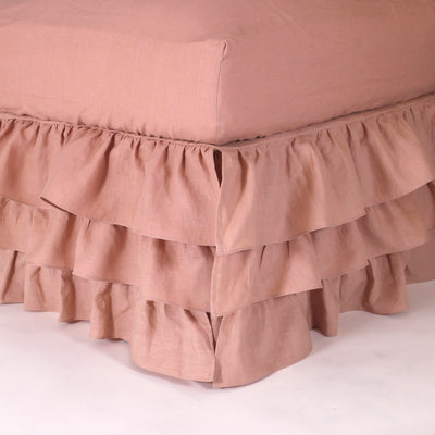 Waterfall Ruffles Linen Bedskirt #colour_nude