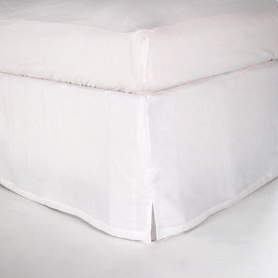 Linen Slit Corners Bed Skirt #colour_optic-white