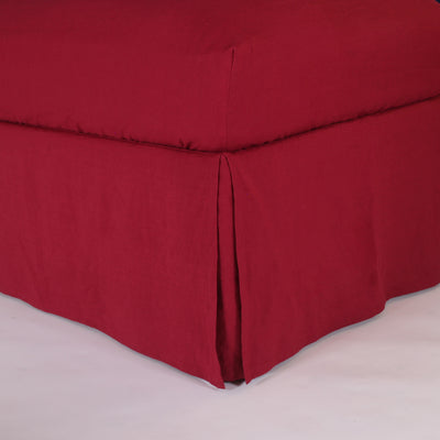 Split-Corner Linen Bed Skirt  #colour_burgundy