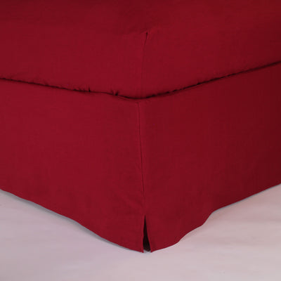Linen Slit Corners Bed Skirt #colour_burgundy