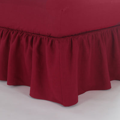  Gathered Washed Linen Dust Ruffle #colour_burgundy
