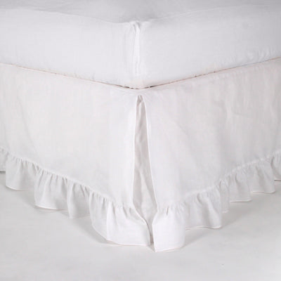 Ruffled Pure Linen Bed Skirt #colour_optic-white