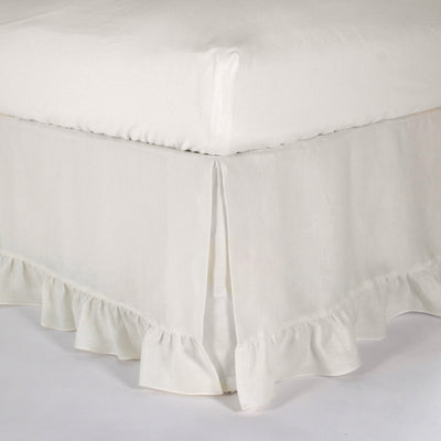 Ruffled Pure Linen Bed Skirt #colour_ivory