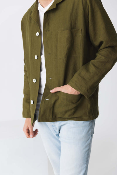  Casual linen jacket “Joaquim” #colour_green-olive