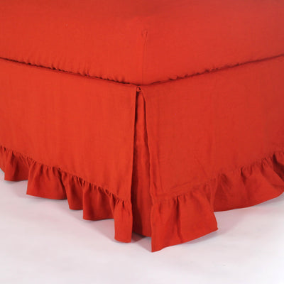 Ruffled Pure Linen Bed Skirt #colour_coral