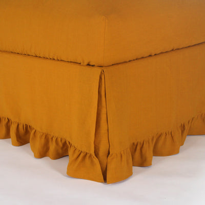 Ruffled Pure Linen Bed Skirt  #colour_mustard