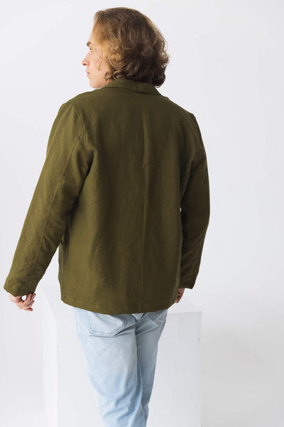 Casual jacket in soft linen “Joaquim” #colour_green-olive