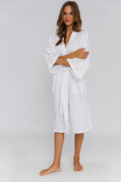 Soft Linen bathrobe Kimono Style “Laís”