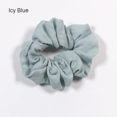 Plain Linen Scrunchies (set of 3) #colour_icy-blue
