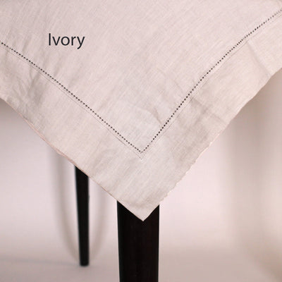 Heimstitched Rect Linen Tablecloth #colour_ivory