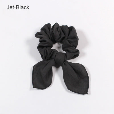 Bow Tie Linen Scrunchies #colour_jet-black