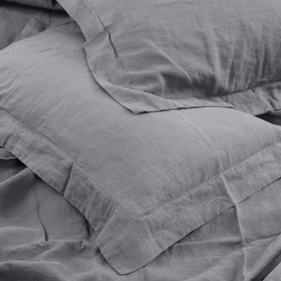 Flanged Linen Pillowcases #colour_lead-grey