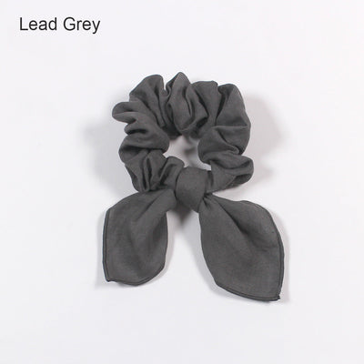 Bow Tie Linen Scrunchies #colour_lead-grey